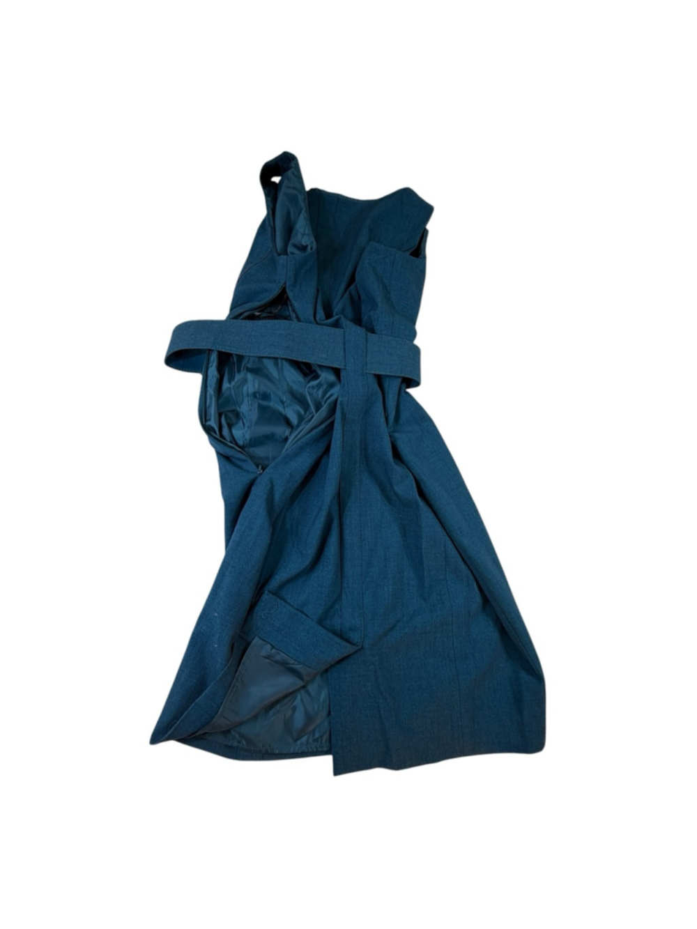 Calvin Klein Teal Sheath Dress Size 8 Belted Sleeveless Knee Length Work Office - Picture 3 of 7